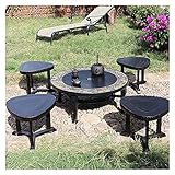 Tragbare Feuerstelle für den Außenbereich, rund, für den Außenbereich, Kamin und Grill, Hocker, Garten, Terrasse, 86 cm