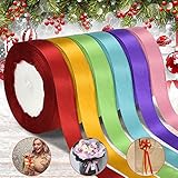 DECARETA 6 Farben Satinband Geschenkband 20mm Breit 22cm Lang Schleifenband Stoffband Dekoband Stoff Bänder zum Basteln und Geschenk Party, Hochzeit DIY Geschenkverpackung