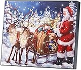 infactory Wandbild: LED-Bild Weihnachtsmann mit Rentierschlitten, 28 x 23 cm (Beleuchtete LED Weihnachtsbilder, Bild Leinwand, Weihnachtsmotiven)