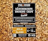 PINI 15 Kg Räucherchips Erle ohne Rinde 6-12 mm Smoking Chips Räucherspäne