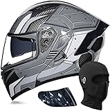 Caimcie Motorradhelm, Klapphelm, Modularhelm, DOT/ECE-zertifizierter Integralhelm mit Doppelvisier, Rennhelm, Mopedhelm für Erwachsene (Damen, Herren) L,XXL=63-64cm