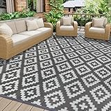 Homcomodar Outdoor Teppich 180x270cm Reversible Matte Kunststoff Stroh Teppich UV-beständige Campingmatte Recycling für Patio Balkon Strand BBQ Picknick Deck