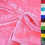 TOLKO 1m Pannesamt Stoff Meterware | glänzender Stretch Samt 145cm breit für Vorhänge Gardinen Bühne Kostüm Kleid Bekleidung | Pannesamt-Dekostoff | Stoffe zum Nähen Meterware Dekorieren (Pink)
