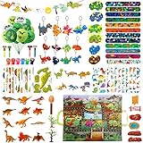 Dinosaurier Party Mitgebsel Dino Geburtstag Deko Kindergeburtstag Party Gastgeschenk Kindergeburtstag Dinosauriermodelle und Karte 3D Puzzle Masken Armband LuftballonsTattoo Stempel Schlüsselanhänger