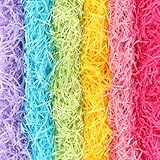 300g Füllmaterial Geschenk Bunt, 6 Farben Geschreddertes Papier, Weicher Füllmaterial Geschenkbox, Raffia Füllmaterial mit 1 Grußkarte für Geschenkboxen, Geschenkkörbe