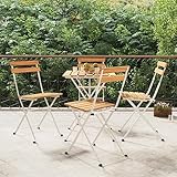 Owoxanthellate 4er Klappbare Bistrostühle Akazie 39x45x79 cm Stahlrahmen 110 kg Belastbarkeit Faltbar Gartenstuhl Balkonstuhl für Terrasse Camping Balkon Gartenmöbel