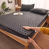 YUDEYU Spannbettuch Quilt-Bastelschicht rutschfeste Befestigung Matratzenschoner(Dark Grey,80x200cm/high 5-25cm)