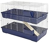 Kerbl Kleintierkäfig Maxi Baldo Twin (L x B x H 120 x 58 x 86 cm, Farbe dunkelblau, Gitterabstand 2,2 cm, mit klappbarem Gitter) 81705