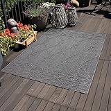 Carpettex Outdoor Teppich Wetterfest 80 x 250 cm Läufer, Sisaloptik, Grau - Ideal für Balkon, Garten, Terrasse, Camping und als Küchenläufer - Waschbarer Teppich, Berber Design, Flachgewebe