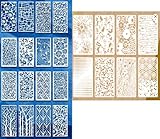 24 Stück Kunststoff Schablonen Set, Geometrische Texturen Schablonen Malen, Strukturschablonen, Vielseitige Stencils für Boden, Möbel Wandgestaltung Deko, DIY Scrapbooking Handwerk