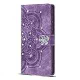 Hülle für iPhone 6 Plus/7 Plus/8 Plus Handyhülle Glitzer Diamant Mandala Flip Case Book Premium PU Leder Cover Magnet Schutzhülle Ständer Handytasche für iPhone 6 Plus/7 Plus/8 Plus Lila