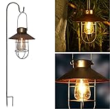 LED Solarlaterne - Solarlampe hängend mit Erdspieß warmweiß inkl. Akku Gartenlampe Solarlampe Solar-Laterne