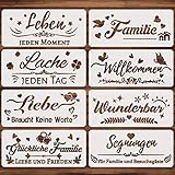 OOTSR 8 Stk Schablonen zum Malen auf Holz, DIY Schablonen Inspirierende Wort Schablonen für Malen, Kunststoff Schablonen Vorlagen für Scrapbooking, Holz Böden Kunst Dekorationen