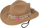 FakeFace Damen Sonnenhut Bohemia mit Breiter Krempe Strohhut Kappe Sommerhut Sommerhut UV-Schutz Strandhut mit Gürtel Retro-Panama-Schlapphut Cowboy Hut Westernhut für Frauen