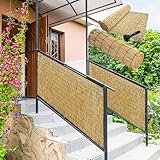 Bambus-Sichtschutzzaun, natürlicher dekorativer Bambus-Zaun, Rollen, Sichtschutz, Gartenzäune, für Hinterhof, Terrasse, Garten, Restaurant, Hof, einfach zu installieren, Sonnenschutz (1,6 x 6 m))