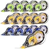 12er Pack Korrekturroller, 12m x 5mm Korrekturbänder Set Korrekturmaus Mini mit Schutzkappe Korrektur Tape für Kinder Zuhause Büro Schulsachen (Gelb&Blau&Grün)