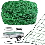 LINSOCLE Anhängernetz 1.5 x 2.2 m, Ladungssicherungsnetz, Ranknetz, Grün Masche 4,5 x 4,5 cm, Langlebigkeit und Zuverlässigkeit, Mit Haken und Gummiseil, zur Optimalen Ladungssicherung