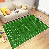 VHCLYBJU Kinderfußball Spielplatz Teppich - Junge Haushalt Kinderzimmer Spiel Teppich - Fußballfeld Dekorative Matte - Weich rutschfest (80 x 120 cm, M)