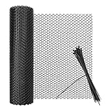 Hühnerzaun Geflügelzaun Kunststoffgitter Kunststoffzaun 8mm Loch Gartennetze Zaunnetz Katzennetz für Balkon Garten (Schwarz, 40cm×3m)