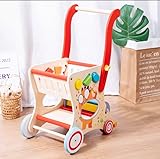 Lauflernwagen Holz,Baby Lauflernhilfe für Mädchen und Jungen,Toddler Push & Pull Lauflernspielzeug 18+ Monate, Kinderwagen aus Holz für kognitive Entwicklung, Geschenk für Geburtstag Weihnachten
