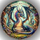 Tortenbild, mit dem Motiv: DRACHEN,Essbares Foto für Torten, Fondant,Tortenaufleger Ø 20cm DRACHEN K 3