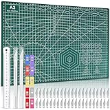 Tigvio Schneidematte, Bastelmesser Skalpell Set, Schneidematte A3 Schneidebrett Basteln, Skalpell Basteln Bastelmesser für Scrapbooking, 2 Skalpell mit 42 Skalpell Klingen Bastelskalpell Exacto Knife