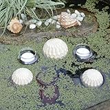 Storm's Gartenzaubereien Teichdeko Schwimmkugeln in creme aus Keramik mit 2 Teelichtgläsern - Miniteichdeko