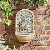Festive Lights - 50 cm Aragon Solar-Wasserbrunnen zur Wandmontage mit Mosaik-Design, mehrfarbiges Polyresin, IP44, Gartenfunktion, wiederaufladbarer Akku, Umwälzpumpe und Befestigung