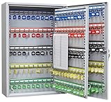 ARREGUI PL200 Schlüsselschrank | Schlüsselkasten aus Stahl mit 200 verstellbaren und nummerierten Haken | Schlüsselbox inkl. 200 Beschriftbare Schlüsselanhänger und Schlüsselliste | 55x38x14cm | Grau