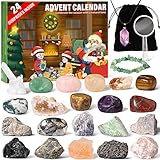 QianCannaor Adventskalender 2022 für Kinder Kristalle mit 24 Tage Weihnachtskalender Überraschungen, Natürlichen Mineralien und Edelsteine, Weihnachts und Neujahrsgeschenke für Jungen und Mädchen