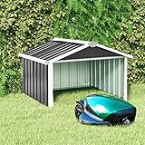 Mengtu Garten Mähroboter Schuppen 92x97x63cm Verzinkter Stahl Anthrazit Outdoor Lagerschuppen Metall Gartenhaus Outdoor Aufbewahrungsbox Gartenmöbel
