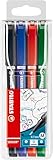 STABILO - Fineliner mit gefederter Spitze - SENSOR M - medium - 4er Pack - schwarz, blau, rot, grün