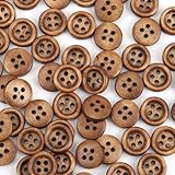 SiAura Material - 20 Stück Knöpfe aus Holz zum nähen und basteln, Kaffeebraun, 4 Löcher, 11mm