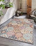the carpet Palma - vielseitiger Indoor- & Outdoor-Teppich, modernes Design, Wohnzimmer, wetterfest & UV-beständig, langlebig und pflegeleicht, Balkon, Wintergarten, Mehrfarbig, Bunt, 140 x 200 cm