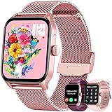 Smartwatch Damen Uhr Armbanduhr Fitnessuhr: Rosa Smart Watch Damenuhr 1.83' Touchscreen mit Schrittzähler Blutdruck Wasserdicht Telefonfunktion Sportuhr Laufuhr Frauen Uhren Kompatibel Android iOS