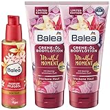 Balea 3er-Set Hautpflege: Pflegeöl Parfum Glamorous Moment duftet orientalisch-blumig mit Mandelöl & Jojobaöl, 100 ml + Creme-Öl Bodylotion Mindful Moment mit 40% pflegenden Ölen, 2 x 200 ml, (500 ml)