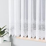 Gardinen Vorhangen Weiß Jacquard 500x180 cm (BxH) Modell Pangau Kurze Lange Gardine Kräuselband Fensterdekoration Dekostoff Blickdicht Ohne Bügeln Fertig Zum Aufhängen