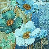 20 Servietten Harmony in Blue ? Blaue Harmonie/Blumen 33x33cm