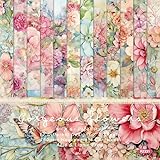 Scrapbooking Papier Blumen, 24 Blatt Scrapbook Papier 15x15 cm, Decoupage Papier Blumen Bastelpapier Blumenmuster Designpapier, Scrapbook Zubehör für DIY Tagebuch, Karten, Alben, Basteln, Notizbuch
