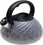 ZILNER Wasserkessel 3 l mit Pfeife - Teekessel aus Edelstahl - Flötenkessel für Induktion und alle Herdarten - Sicherer Griff für Teeliebhaber - Grau Marmor