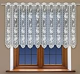 Gardinen Vorhangen Weiß Jacquard 100x50 cm (BxH) Harris Kurz Vorhänge Fensterdeko Küche Fertig zum Aufhängen Pflegeleicht Ohne Bügeln Küchenfenster Gardine