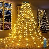 2 m LED Weihnachtsbaum Lichterkette mit 280 LEDs & 8 Ringen, Warmweiß Christbaum Lichterkette, USB 5V/2A, für Innen & Außen, passend für 150 cm/180 cm/210 cm/240 cm Bäume