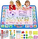 CGBOOM Wasser Doodle Matte, Malmatte 100 * 78cm XL Aqua Drawing Painting Matte, Malmatte Mit Wasserstift Werkzeuge Stempe Zubehör für Toddler 1,2,3,4,5,6 Jahre