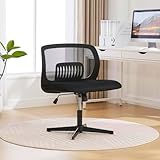 LVHOM Mesh Bürostuhl Höhenverstellbar und 360° Drehbar, Bequemes Schreibtischstuhl Ohne Armlehne & Ohne Rollen mit Samt-Kissen für Homeoffice, Büro und Schlafzimmer (Schwarz)