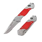 Dönges Rettungsmesser Economy I Wellenschliff Feuerwehrmesser mit Gurtschneider & Glasbrecher | Taschenmesser für Auto, Survival, Jagd | Angelmesser Gurttrenner Scheibenzertrümmerer Rescueknife