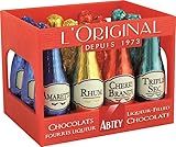 L'Original 2er Set 108g Abtey Schnapsbehälter - Zum Genuss in Maßen - Ideal zum Verschenken - dunkle Schokolade gefüllt mit Likör