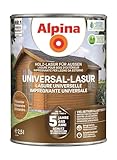 Alpina Universal-Schutz Lasur – Palisander – langanhaltender Schutz vor Witterung und Nässe – tropf- und spritzgehemmt – 2,5 Liter